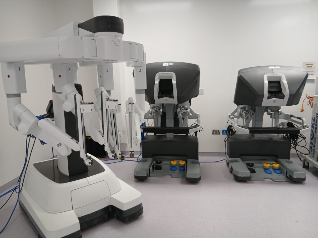 Da Vinci robot with its monitors