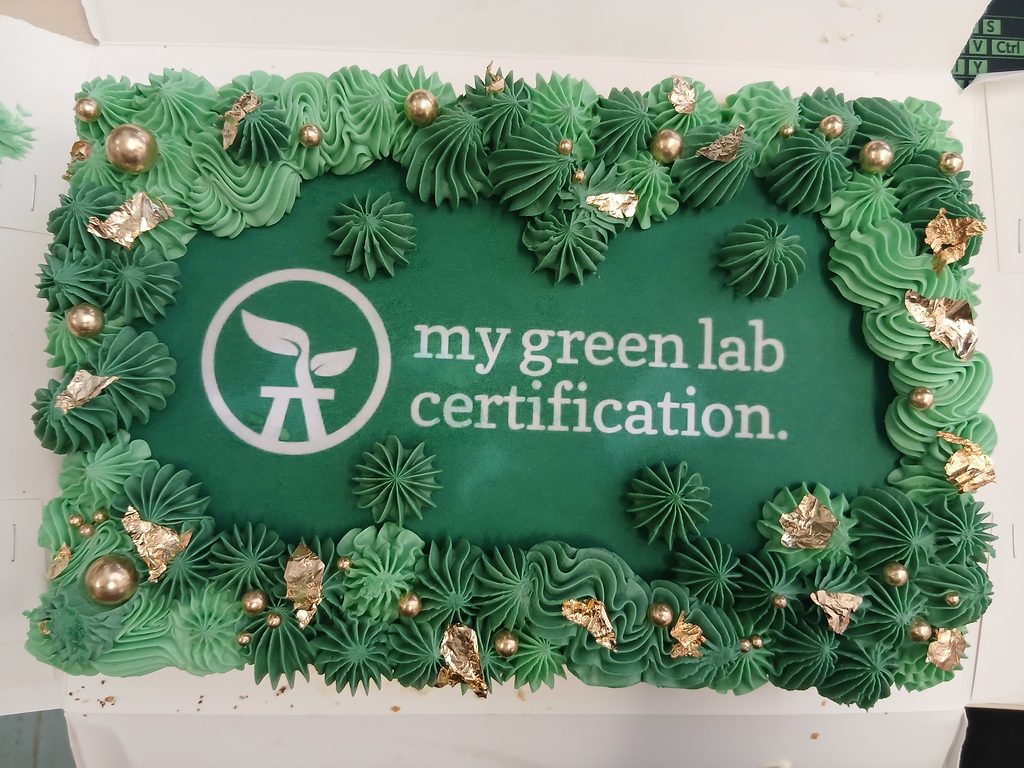 My Green Lab certification cake